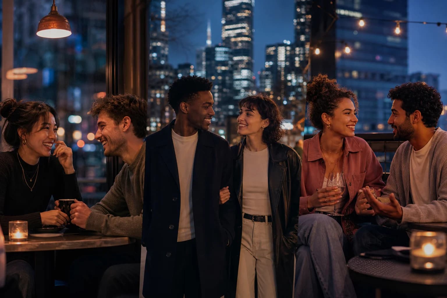 People enjoying a date in the city